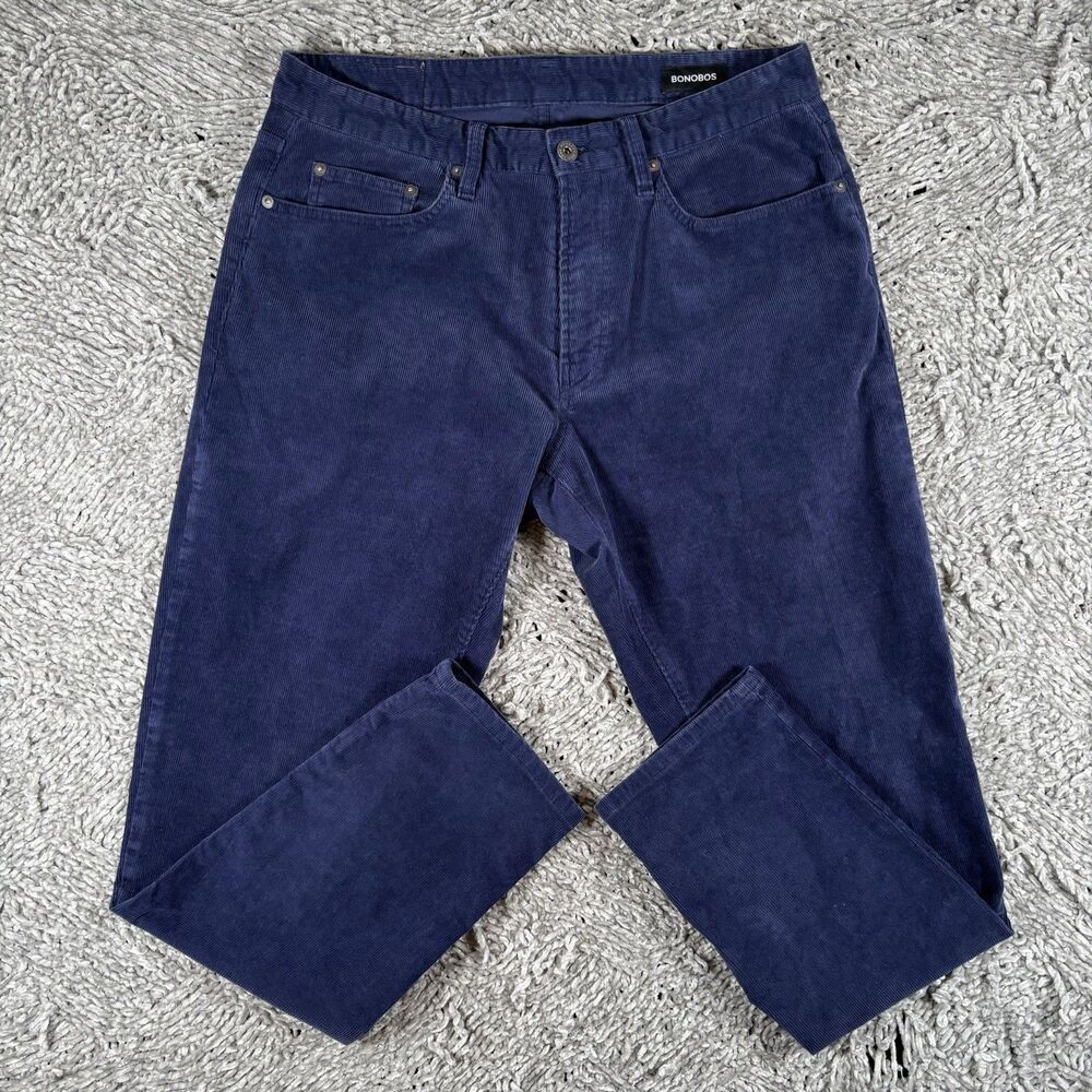 Bonobos Stretch Corduroy Chino Pants Men’s Size 32/30 Athletic Fit Blue Preppy